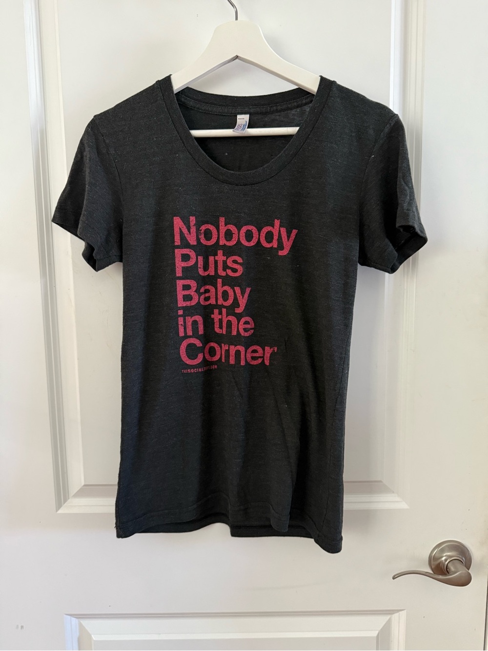 Nobody Puts Baby In The Corner Graphic Womens T-Shirt - Black/Pink